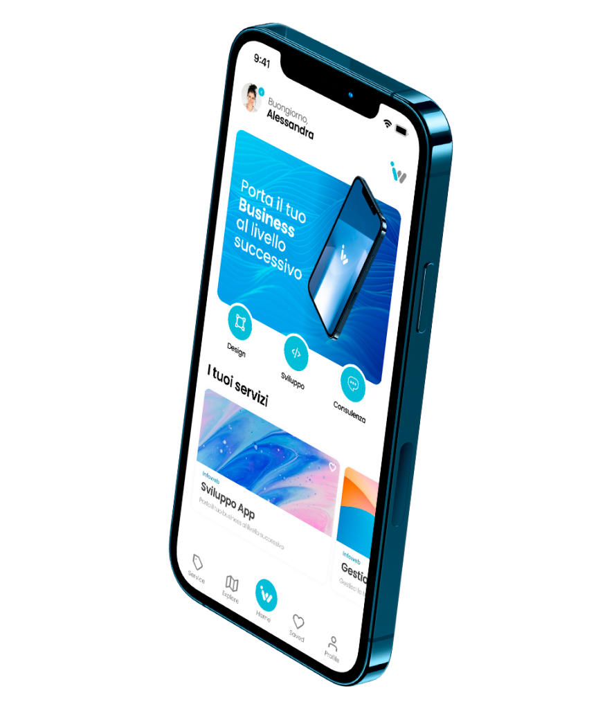 Schermata home app di Infoweb sagl sviluppo applicazioni
