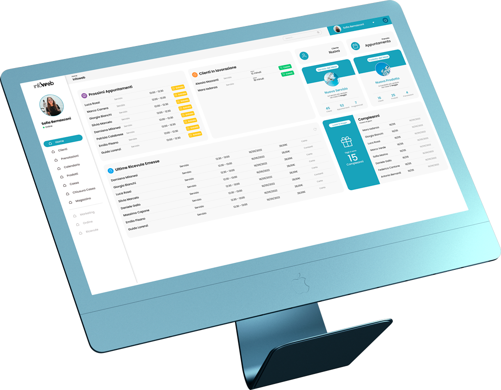 Schermata dashboard del gestionale in cloud online di Infoweb