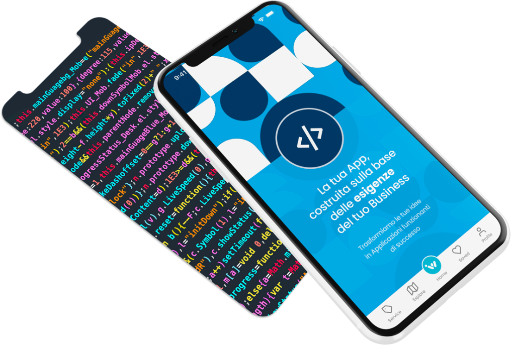 Schermata con iphone azzurro per personalizzazione sviluppo app con react native