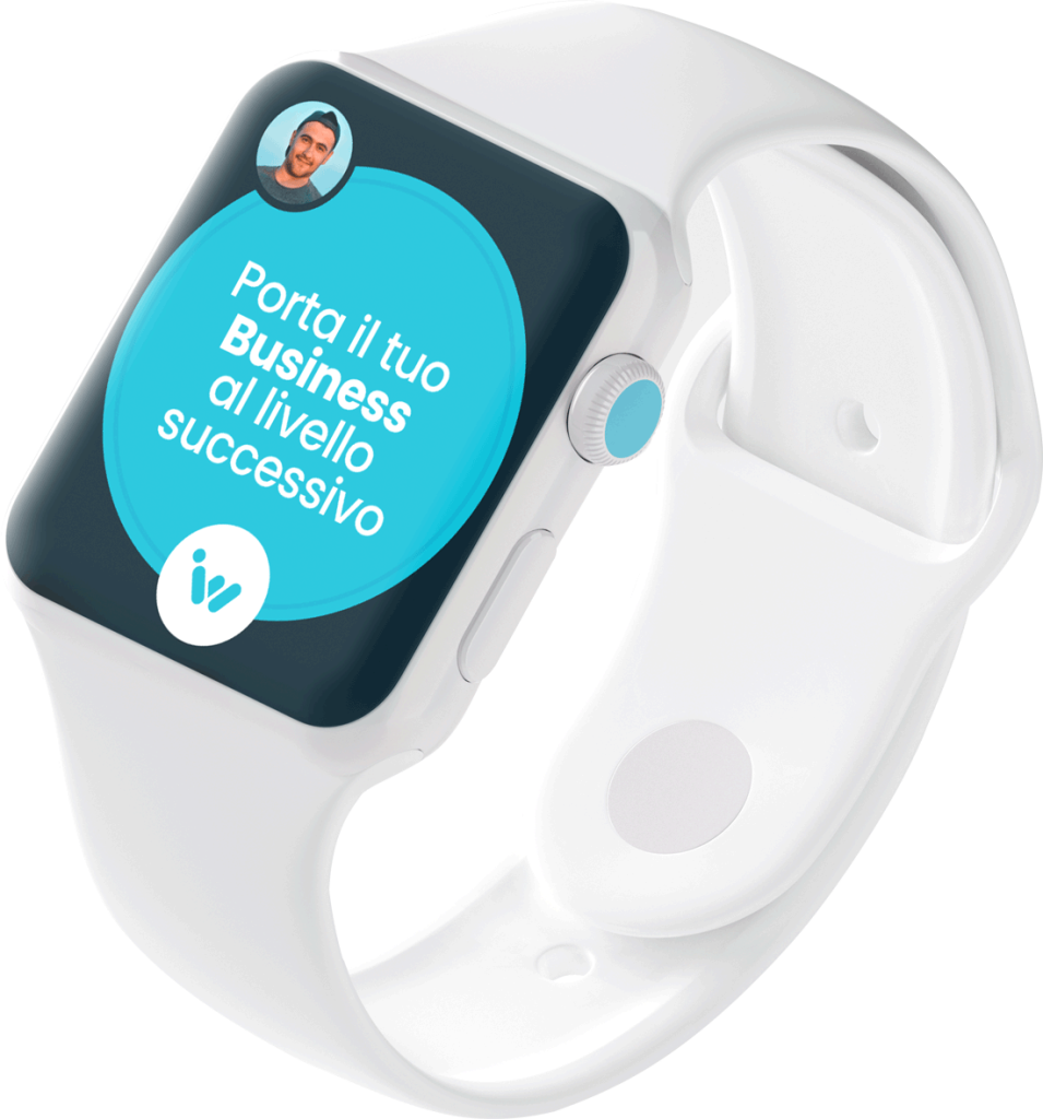 Apple Watch bianco con schermata di sviluppo app infoweb sagl Chiasso